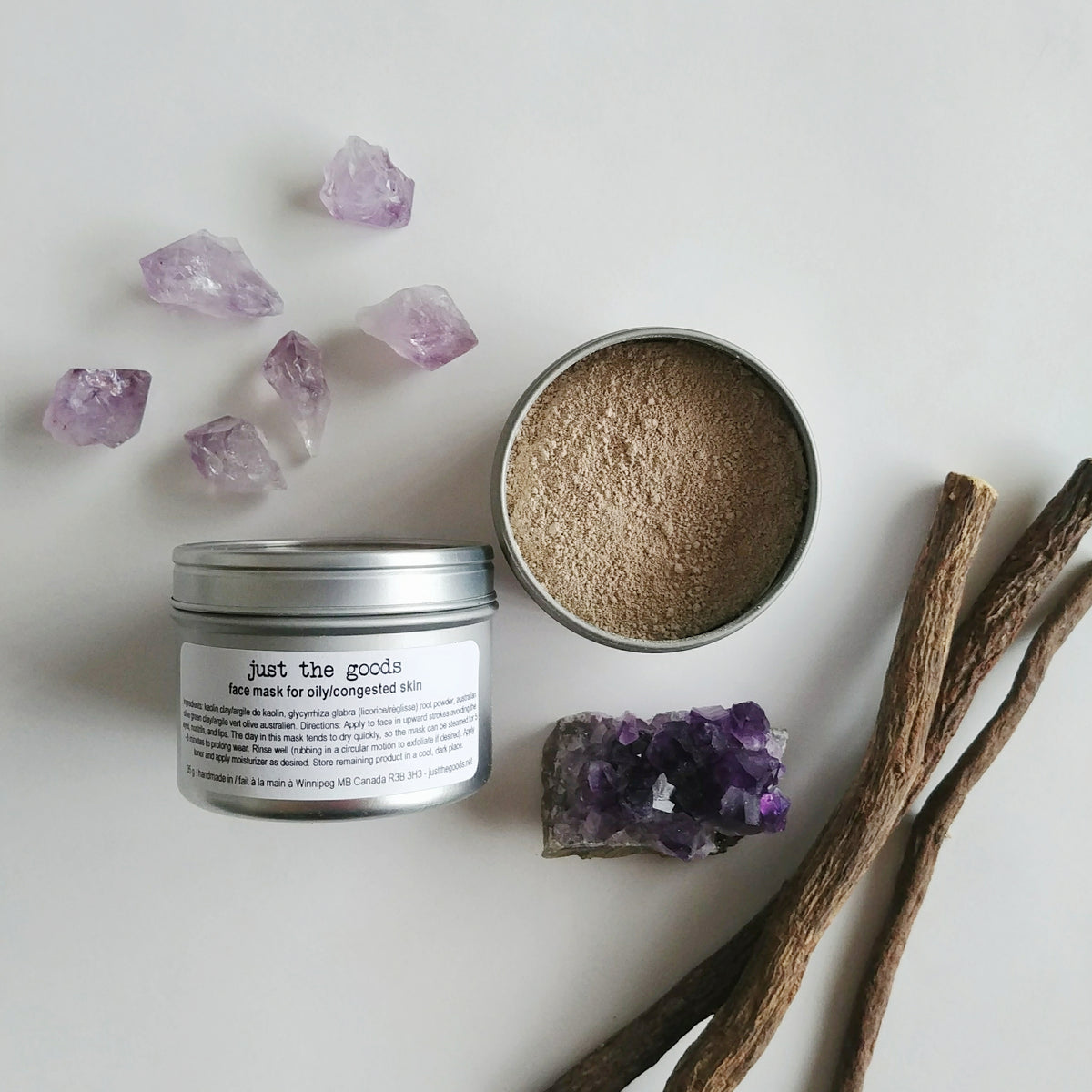 vegan licorice root and olive green clay mask for oily/congested skin