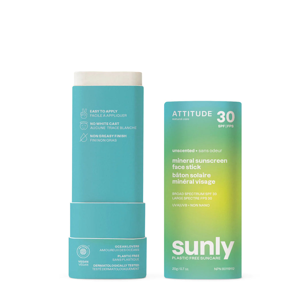 Attitude Sunly Mineral Sunscreen SPF 30 - Unscented - Stick Format ...