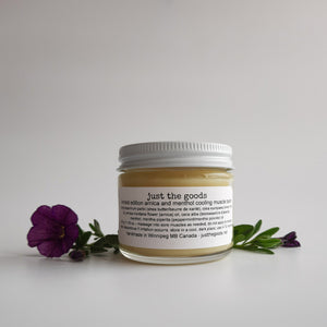 Restocked! Just the Goods limited edition cooling muscle balm with menthol and arnica (made with beeswax)