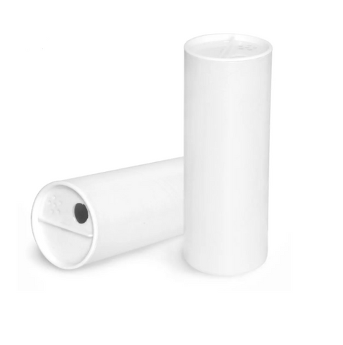 4 oz white paperboard powder tubes with white plastic sifter caps