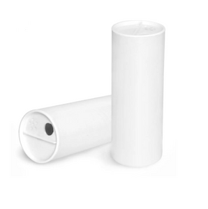 4 oz white paperboard powder tubes with white plastic sifter caps