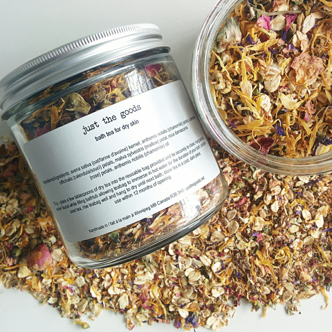 limited edition vegan bath tea for dry skin - oats, rose, calendula, malva + chamomile - just the goods handmade vegan crueltyfree nontoxic skincare