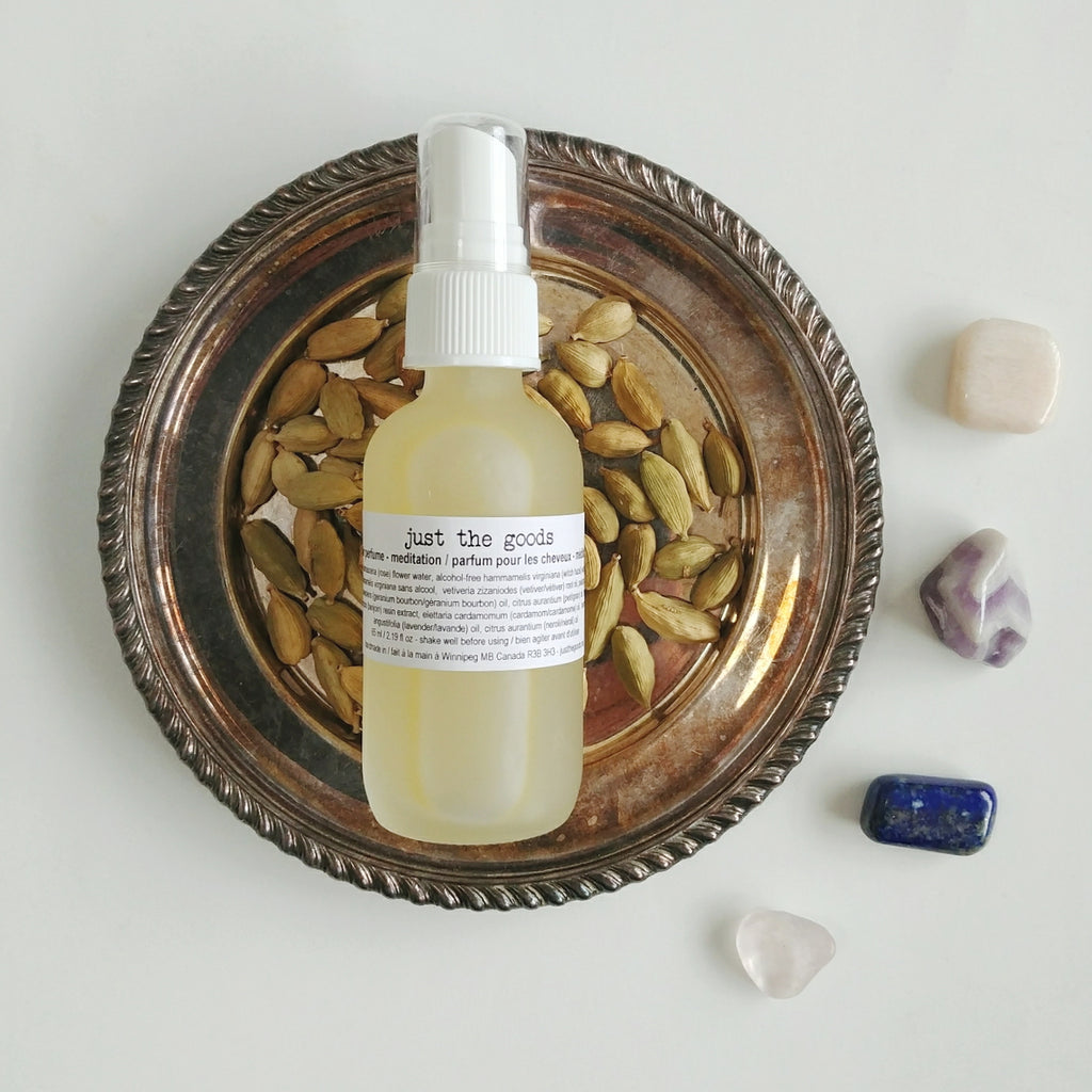 limited edition hair perfume - meditation - just the goods handmade vegan crueltyfree nontoxic skincare