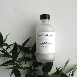 petal, leaf, root. by Just the Goods facial cleansing grains for normal/sensitive skin