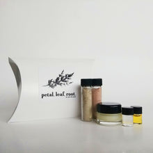 Load image into Gallery viewer, petal, leaf, root. by Just the Goods facial care for dry skin sample set