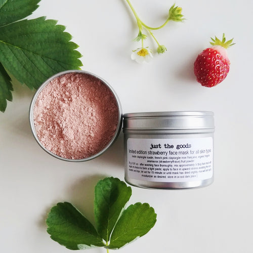 Just the Goods limited edition vegan strawberry face mask for all skin types