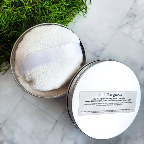 Just the Goods vegan unscented talc-free + gluten-free body powder (also non-toxic dry shampoo for light hair)