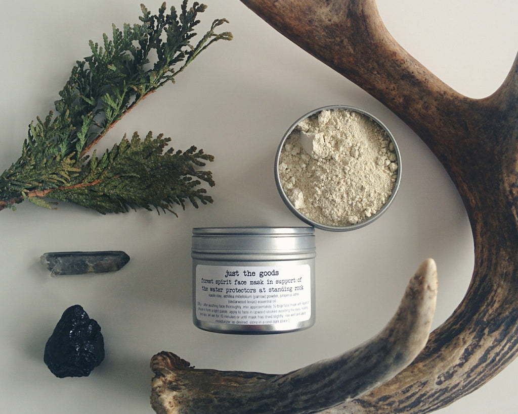 limited edition Forest Spirit facial mask in support of the Water Protectors at Standing Rock - just the goods handmade vegan crueltyfree nontoxic skincare