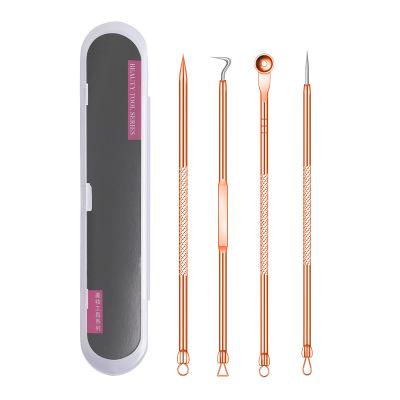 4 piece stainless steel blackhead, pimple and/or comedone acne extractor tool kit